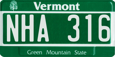 VT license plate NHA316