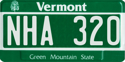 VT license plate NHA320