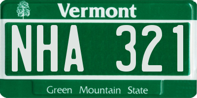 VT license plate NHA321