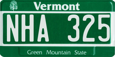 VT license plate NHA325