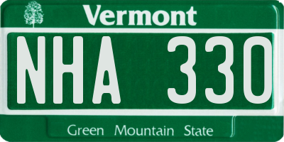 VT license plate NHA330