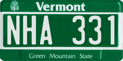 VT license plate NHA331