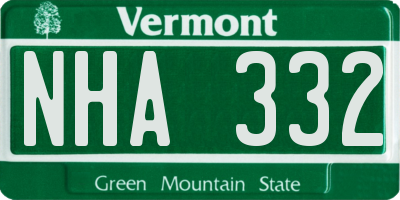VT license plate NHA332