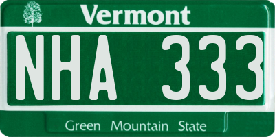 VT license plate NHA333