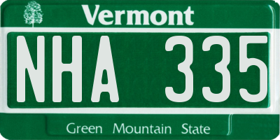 VT license plate NHA335