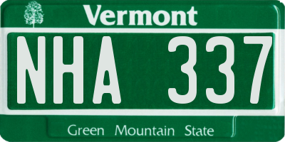 VT license plate NHA337