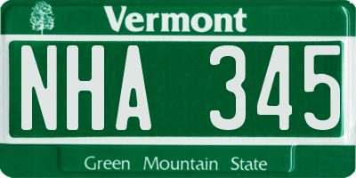 VT license plate NHA345
