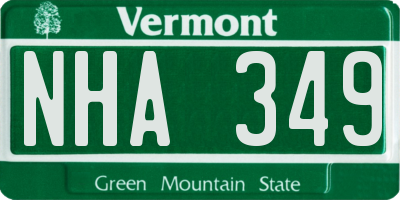 VT license plate NHA349