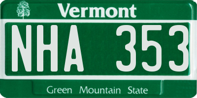 VT license plate NHA353