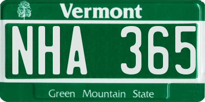 VT license plate NHA365
