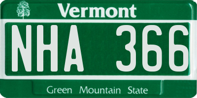 VT license plate NHA366