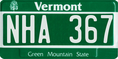 VT license plate NHA367
