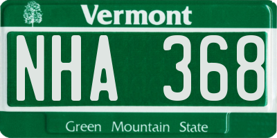VT license plate NHA368