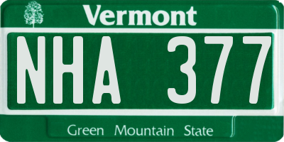 VT license plate NHA377