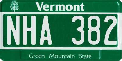 VT license plate NHA382