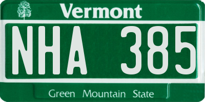 VT license plate NHA385