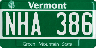 VT license plate NHA386
