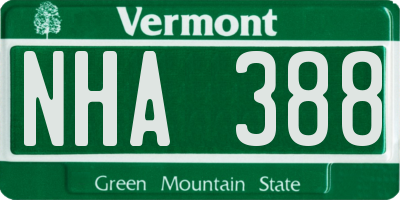 VT license plate NHA388