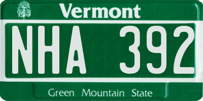 VT license plate NHA392