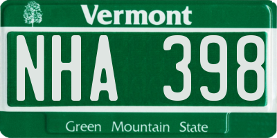 VT license plate NHA398