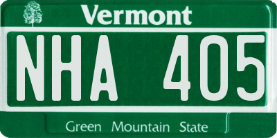 VT license plate NHA405
