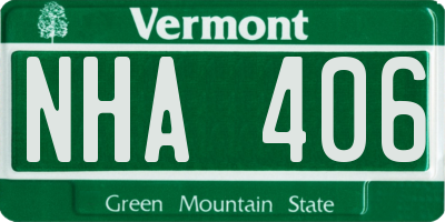 VT license plate NHA406
