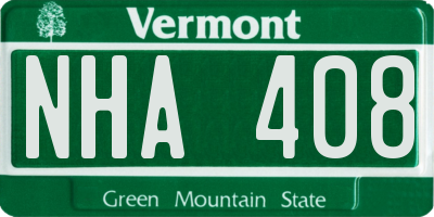 VT license plate NHA408