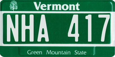 VT license plate NHA417