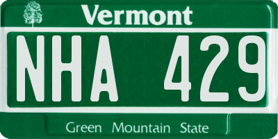 VT license plate NHA429