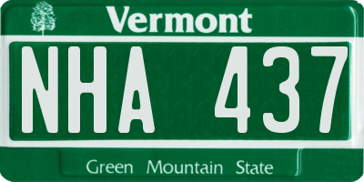 VT license plate NHA437