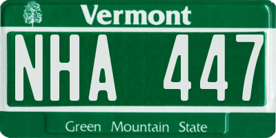 VT license plate NHA447