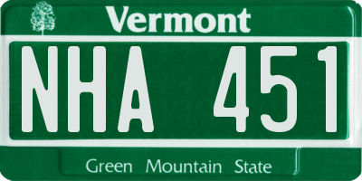 VT license plate NHA451