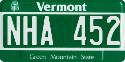 VT license plate NHA452