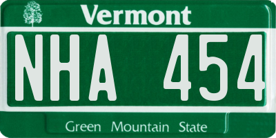 VT license plate NHA454