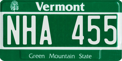 VT license plate NHA455