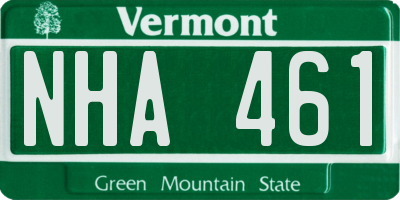 VT license plate NHA461