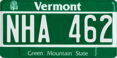 VT license plate NHA462