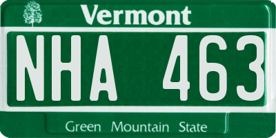 VT license plate NHA463