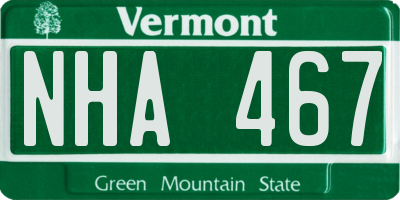 VT license plate NHA467