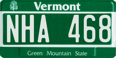 VT license plate NHA468
