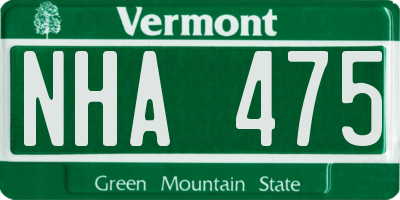 VT license plate NHA475