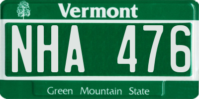 VT license plate NHA476