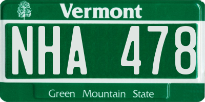 VT license plate NHA478