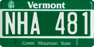 VT license plate NHA481