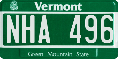 VT license plate NHA496