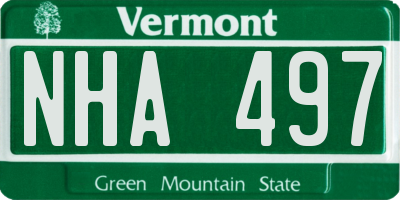 VT license plate NHA497