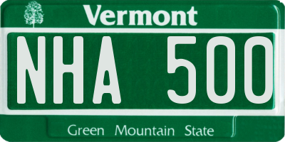 VT license plate NHA500