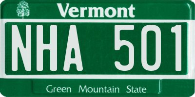 VT license plate NHA501