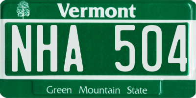 VT license plate NHA504