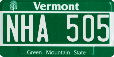 VT license plate NHA505